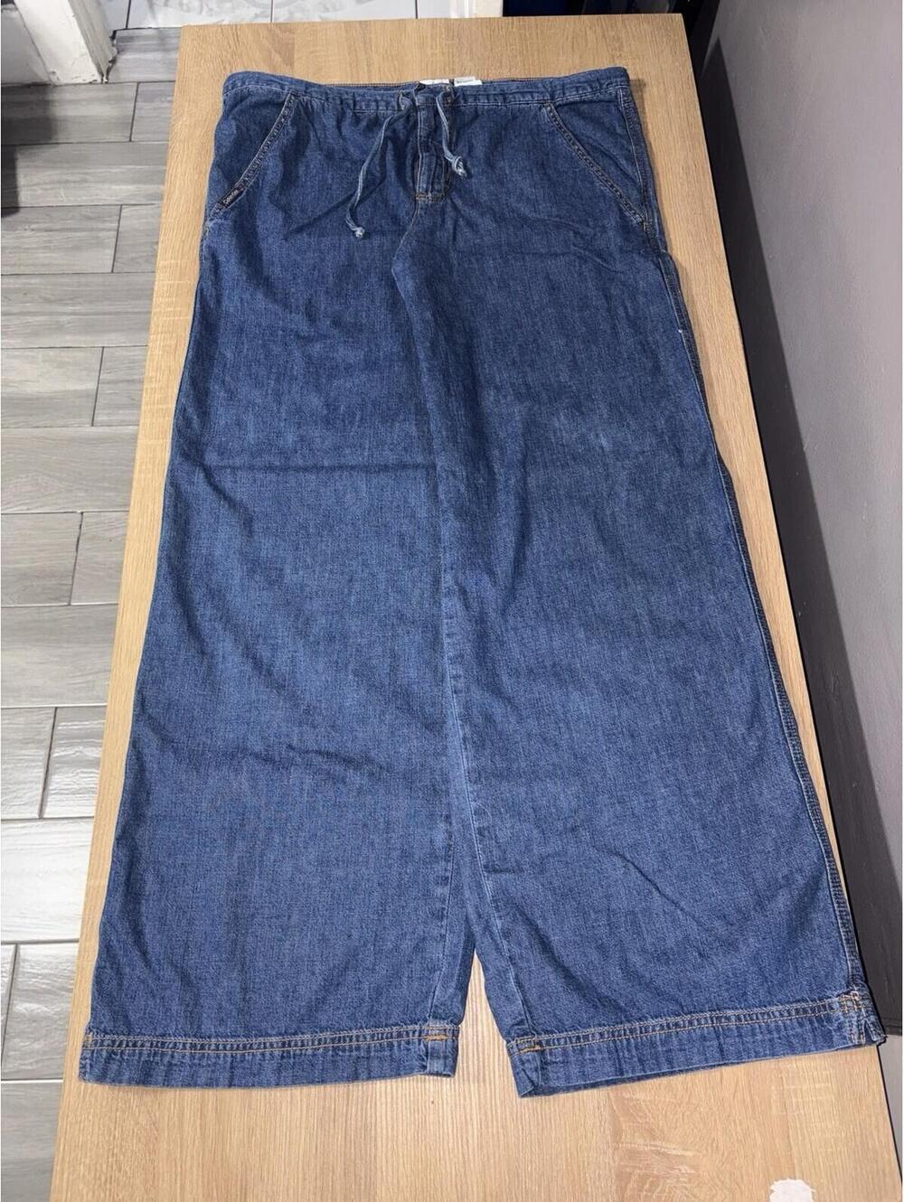Calvin Klein Jeans Vintage Drawstring Wide Leg Denim Pants Size Med 36x30